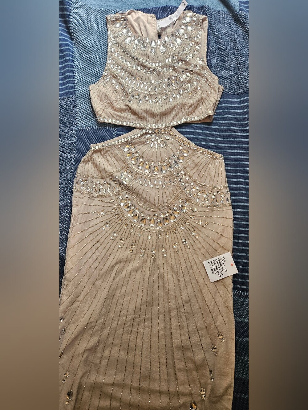 ASOS Embellished  Beige Evening Dress
